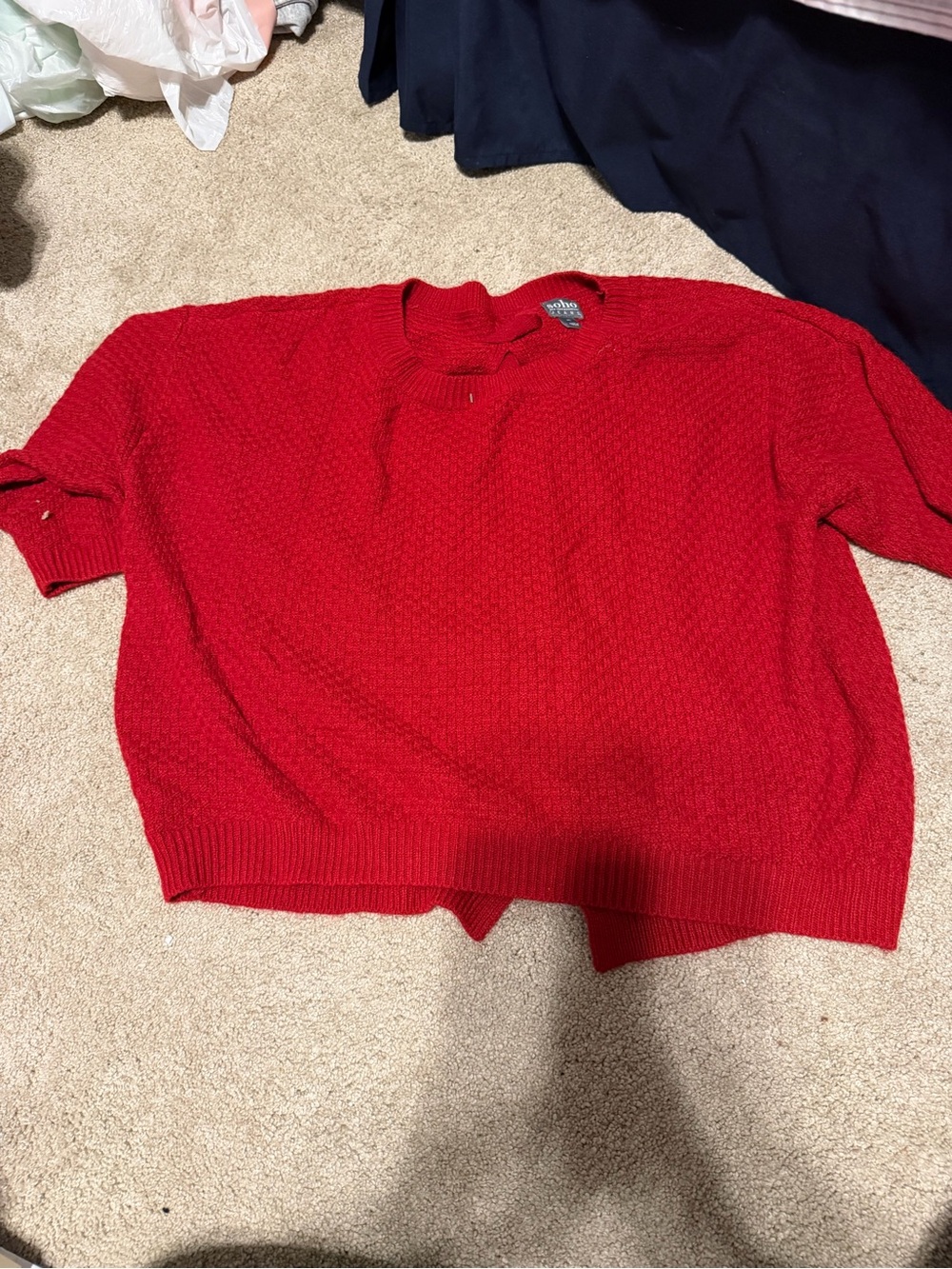 solo Red Textured Crewneck Sweater